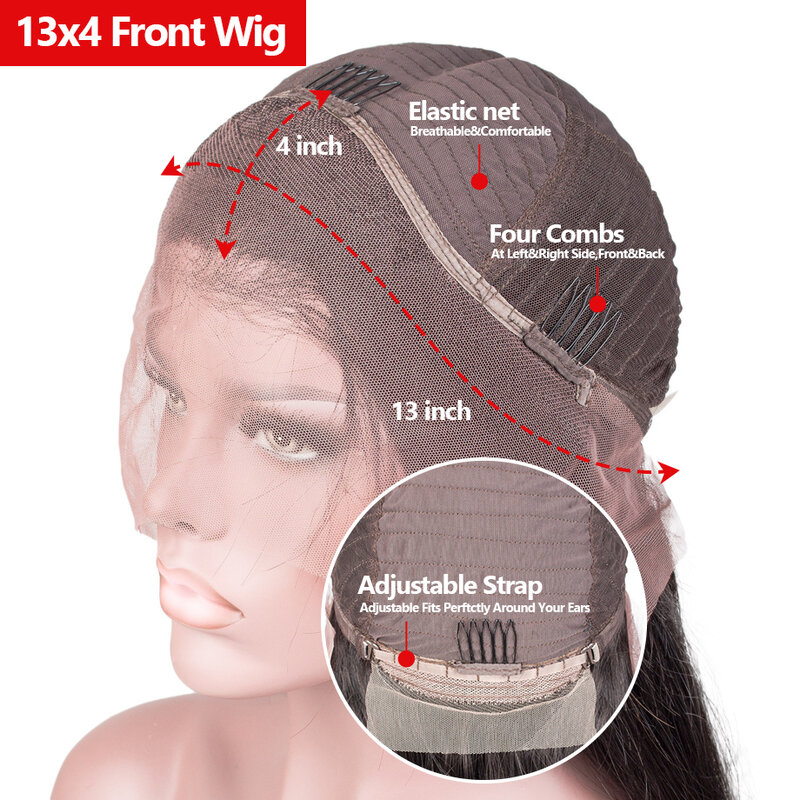 شعر مستعار طبيعي برازيلي من Wulala بدانتيل أمامي عالي الدقة ، 13 × 4 ، 13 × 4 ، 30 بوصة ، موجة جسم ، للنساء السمراوات