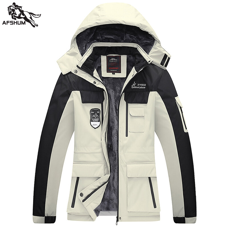 Jaqueta de inverno parka 6xl 7xl 8xl jaqueta masculina além de veludo espessamento com capuz casacos de esqui terno masculino casual casacos quentes casaco 898