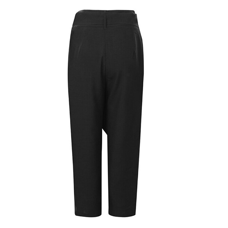 Pantalones cortos con cordones irregulares para mujer, pantalón informal de Color sólido, holgado, estilo Harem, Retro, a la moda, 2023