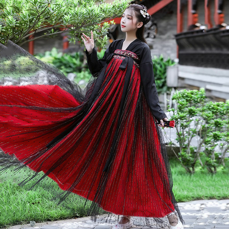 Setelan Cina Populer Wanita Kostum Putri Gaun Dinasti Tang Tradisional Rakyat Hanfu Pakaian Tari Wanita Oriental Ukuran Plus Gadis