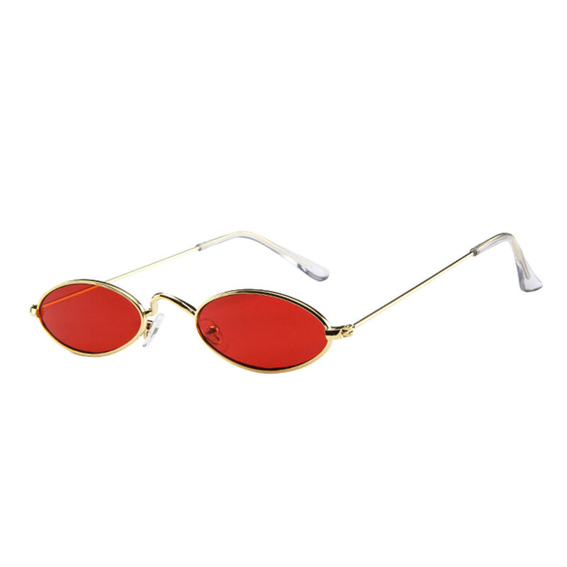 Kacamata Hitam Oval Kecil Retro Pria Wanita Fashion Kacamata Gradasi Bingkai Logam untuk Pengiriman Perjalanan Pantai Gaya Street Shot Ins