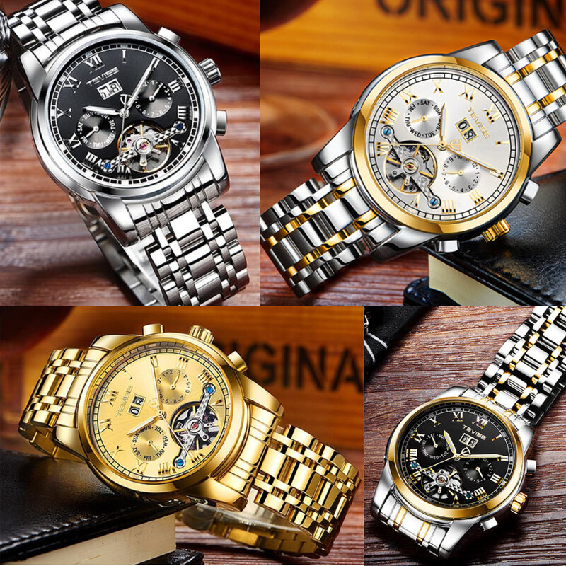 Relojes impermeables de Tourbillon para hombres, relojes mecánicos automáticos, reloj esqueleto para hombres, reloj de pulsera Masculino, reloj Masculino