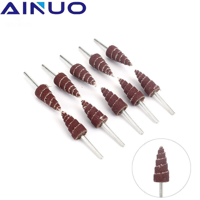10 Buah Tapered Cone Grinding Head Amplas Flap Wheels Polishing Sanding untuk Drill Dremel Accessories 6Mm Shank 10-30Mm