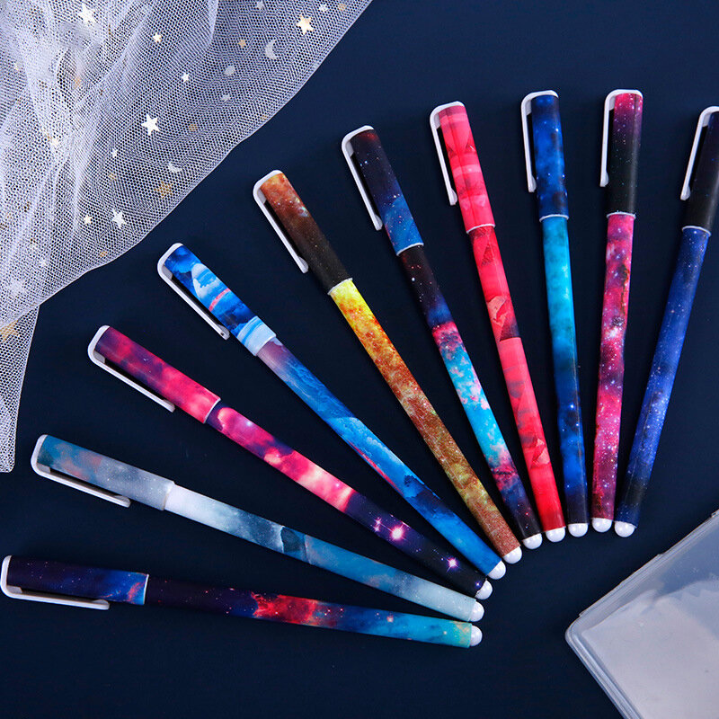 10 шт. креативная цветная гелевая ручка со звездами и ночными чернилами, Популярная ручка, милые гелевые ручки, милые школьные принадлежности, оптовая продажа