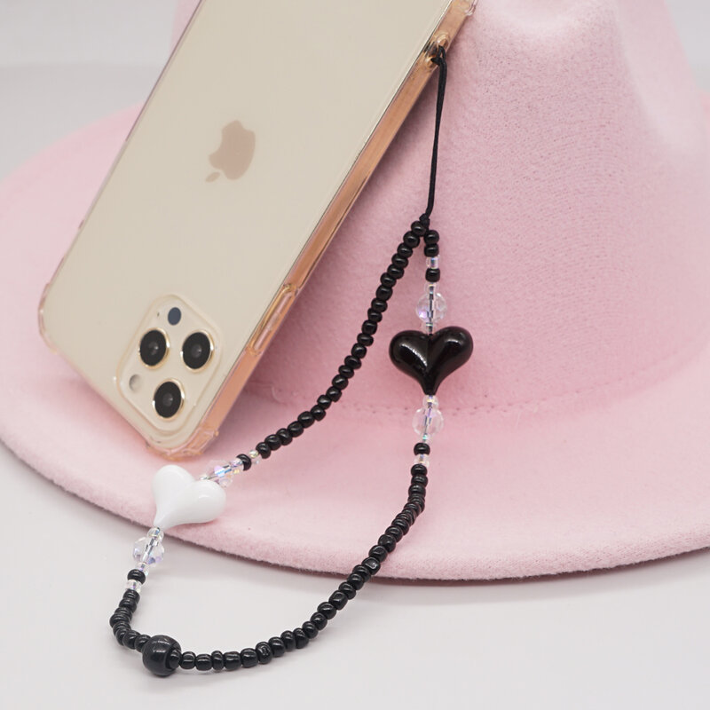 Go2Boho сердце, очаровательные ремешки для телефона на День святого Валентина, бисерная цепочка для мобильного телефона, шнур для телефона, ювелирные изделия для женщин, портативный шнур против потери