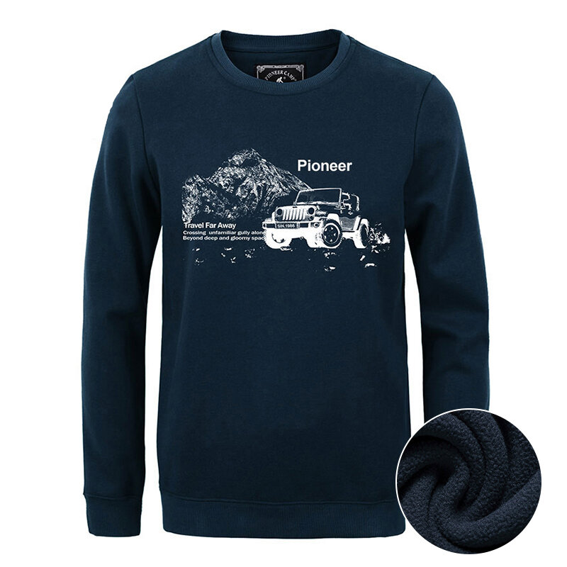 Pioneer Camp nowa jesienno-zimowa moda męska bluzy dorywczo bawełna zagęścić polar męski sweter dres męski bluza z okrągłym wycięciem