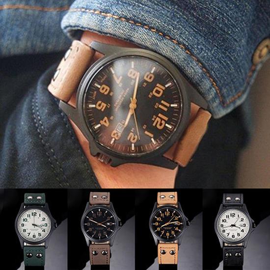Montre à cadran numérique arabe pour homme, bracelet en similicuir, montre-bracelet de sport à quartz, date