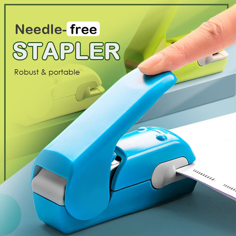Staple Free Stapler Time Saving Effortless Needle Free Handhled Stapler Cute Mini Stapler Portable Creative & Safe Student Offic