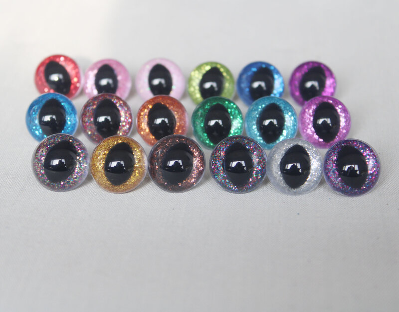 20pcs/lot N18 12mm 13 14 15 18 24mm 30mm  plastic glitter clear safety toy cat eyes + glitter +hand washer--color option