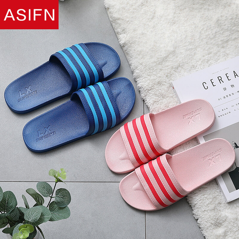 ASIFN Summer Slippers Simple Men Slides Bathroom Non-slip Soft Bottom PVC Sandals Male Flip Flops Shoes Woman Zapatos De Hombre