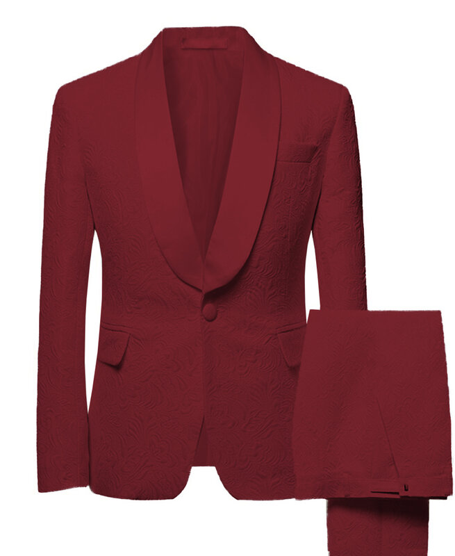Suiit-男性用の2ピースのフォーマルカスタムスーツ,ジャカードスーツ,シングルブレスト,結婚式 (ジャケットパンツ)