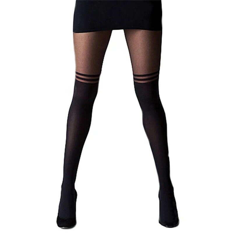 Black Women Temptation Sheer Mock Suspender Tights Cat Pantyhose Stockings Cool Mock Over The Knee Sheer Tights 5 Styles Hot