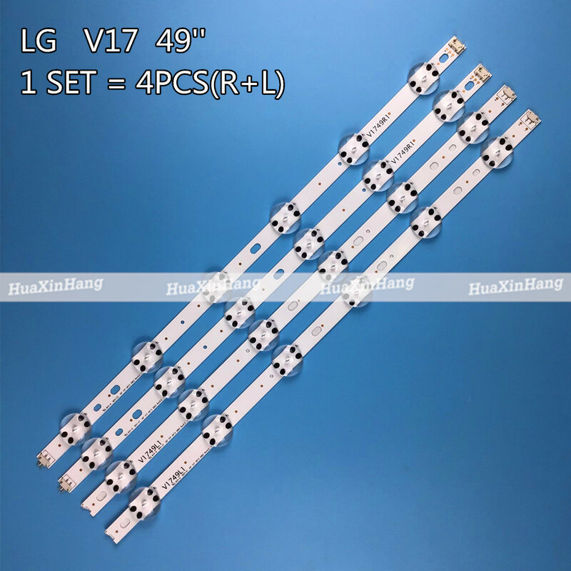 New 4 PCS LED strip For LG 49UV340C 49UJ6565 49UJ670V 49 V17 ART3 2862 2863 6916L-2862A 6916L-2863A V1749L1 49UJ675V 49UJ630V