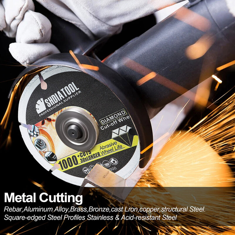 SHDIATOOL 1pc Vacuum Brazed Diamond Metal Cutting Disc Diamond Cut-off Wheel Blade Cutting Steel Tube, Iron Rebar, Angle Steel