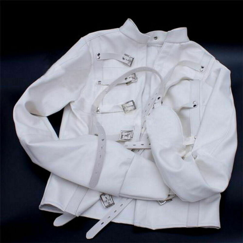Braçadeira de retenção do chicote de fios do corpo do traje s/m l/xl do revestimento reto do asilo branco