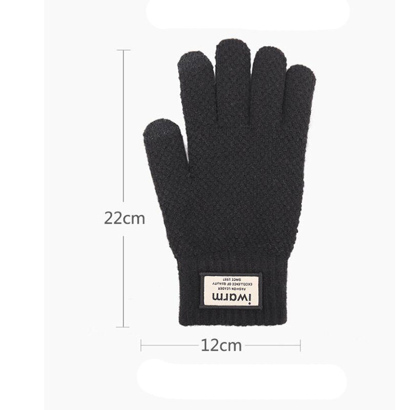 Модные мужские зимние теплые вязаные перчатки для вождения с сенсорным экраном плюшевые бархатные плотные эластичные спортивные велотренажеры L46L
