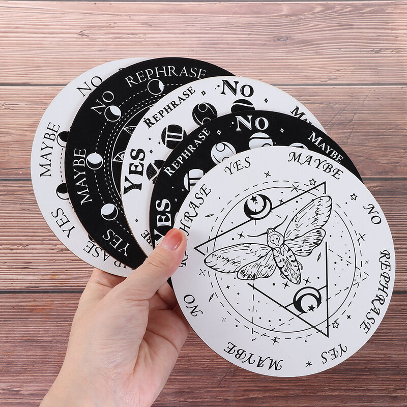 Black White Wooden/Acrylic Pendulum Board with Stars Sun Moon for Divination Message Board Carven Altar Coasters Wall Sign Decor