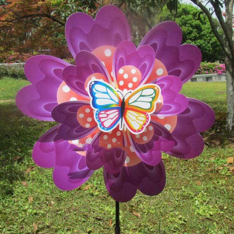 New Arrival Wind Spinner Windmill Toys Garden Decoration Insect Cartoon Butterfly Kids Children Toy Gifts Yard Wheel Pinwheel Co