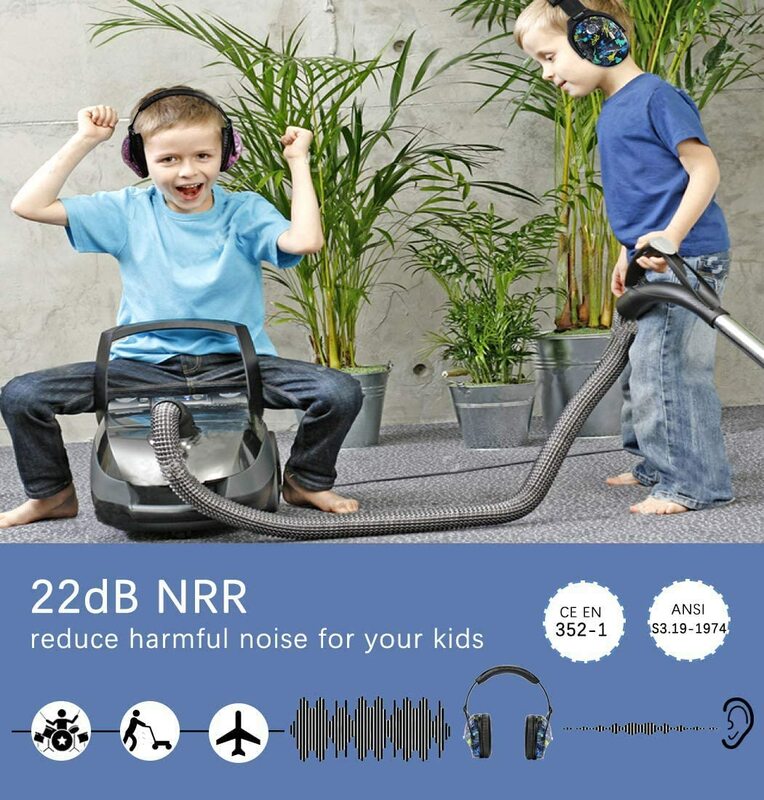 ZOHAN Children Noise Reduction Earmuffs Ear Protection Hearing Protectors Adjustable Safety Ear Muffs Cartoon For Kid NRR22db