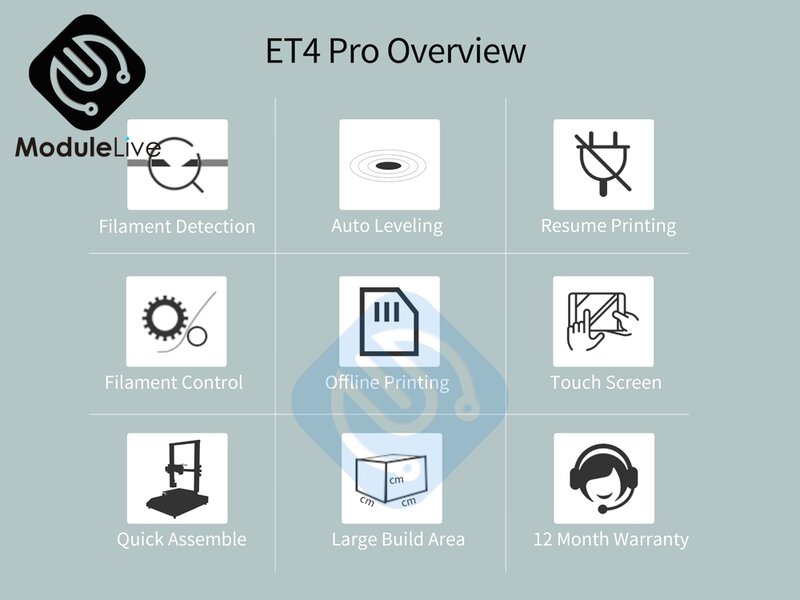 Anet ET4 PRO KITBlack – imprimante 3D, haute précision, écran LCD 2.8 pouces, impression silencieuse, avec pilote Stepper TMC2208, carte mère