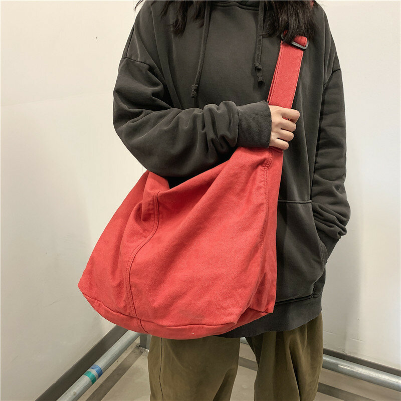 CGCBAG 2024 tas bahu wanita Shopper tas jinjing kanvas wanita polos sederhana kapasitas besar tas selempang wanita tas tangan desainer