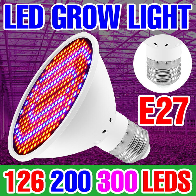 Luz LED para cultivo de plantas, bombilla Led para cultivo hidropónico, E27, 126LED, 200Led, 300LED, lámpara para semillas de plantas de interior
