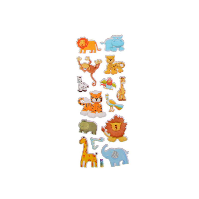 Hot Kartun Hewan Kebun Binatang 3D Stiker Anak-anak Laki-laki Perempuan PVC Stiker Mainan Anak-anak 7.2 Cm X 17Cm