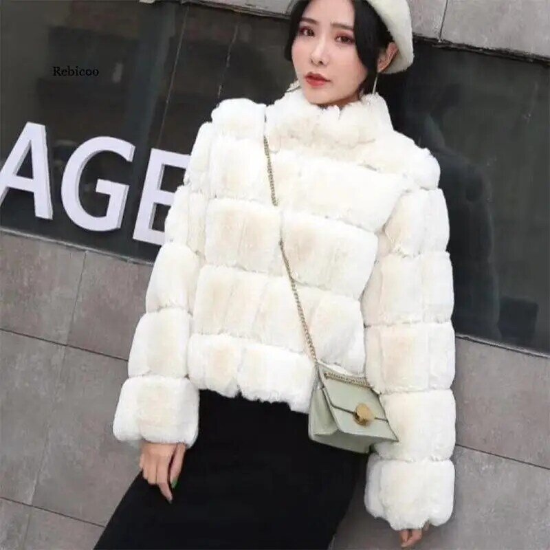 Giacca da donna in pelliccia sintetica invernale nuova giacca da donna classica in pelliccia sintetica pelosa di lusso da donna coreana
