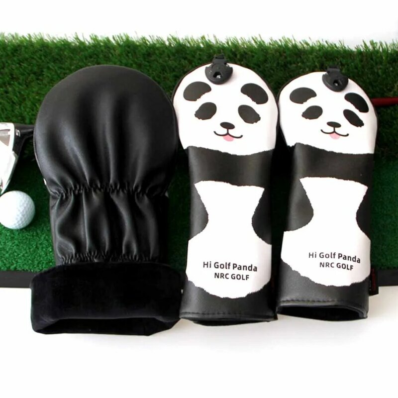 3Pcs/Set PU Golf Head Covers Driver 3 5 Wood Headcovers Panda Protective Cover Fairway Driver Club Accessories