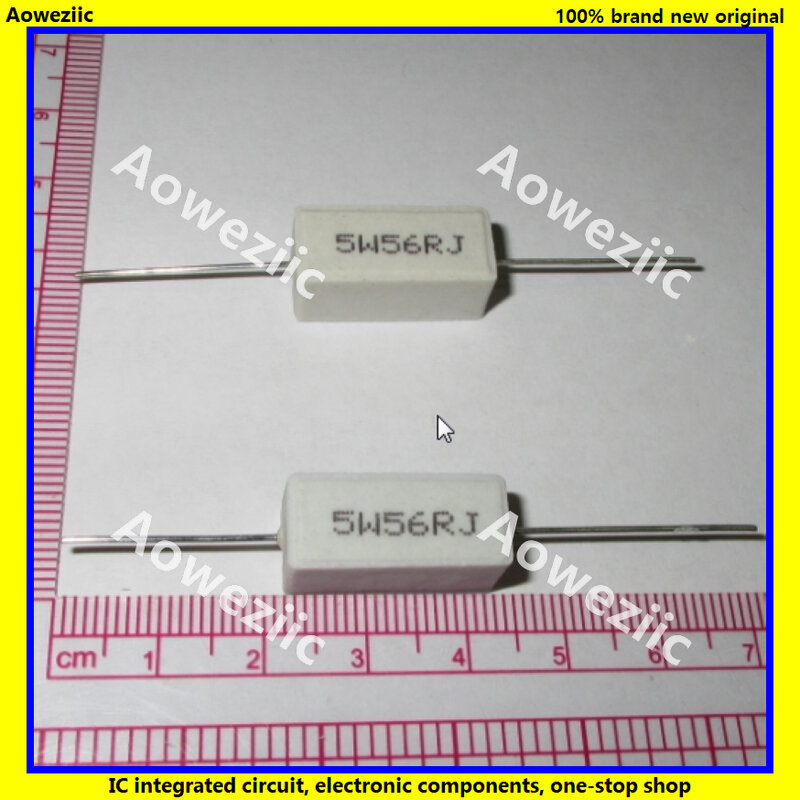 Resistencia Horizontal de cemento RX27 de 10 piezas, 5W, 56 ohm, 56R, 5W56RJ, 5W, 56RJ, resistencia cerámica de precisión 5%