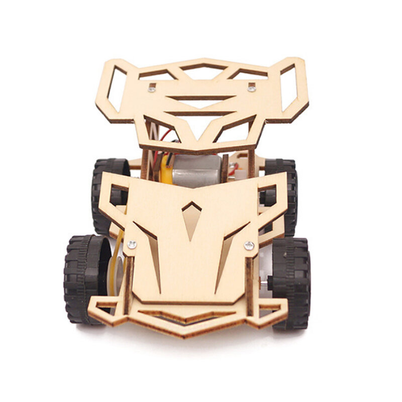 DIY Model Four-Wheel Drive Car STEM Assembled Wooden Racing Small Toy Scientific Experiment Educational Teaching and Technology