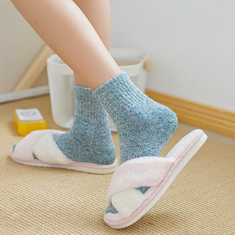 2 Pairs Socken Hause Frauen Mädchen Wolle Weiche Bett Boden Socken Gegen Kalten Lustige Warme Winter Reine Farbe Socken 2020