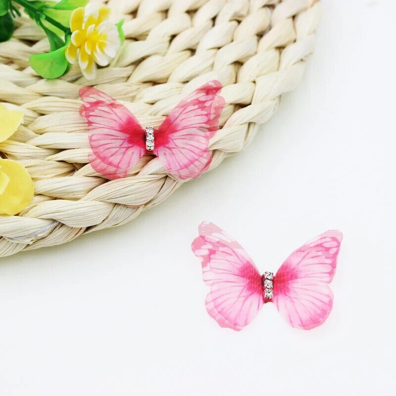 ¡Promoción! Apliques de mariposa de tela de Organza de Color degradado, mariposa de gasa translúcida para decoración de fiesta, muñeca Embe, 38Mm, 50 unidades