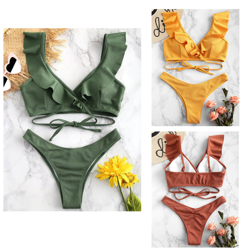 Sfit Push up 2019 Bikini Set kobiety wzburzyć Biquini stroje kąpielowe niski stan Sexy brazylijski prążkowany strój kąpielowy kąpiel plaża maillot de bain