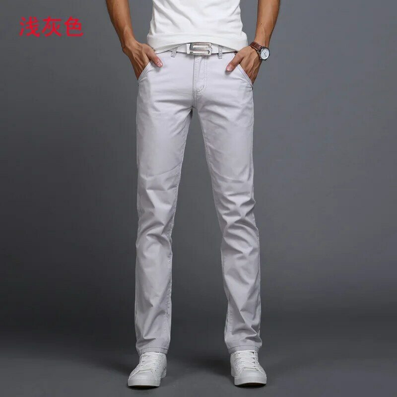 Calça casual masculina de algodão, chinos slim fit, roupas de marca masculina, nova moda, primavera, outono, plus size 28-38, 2022
