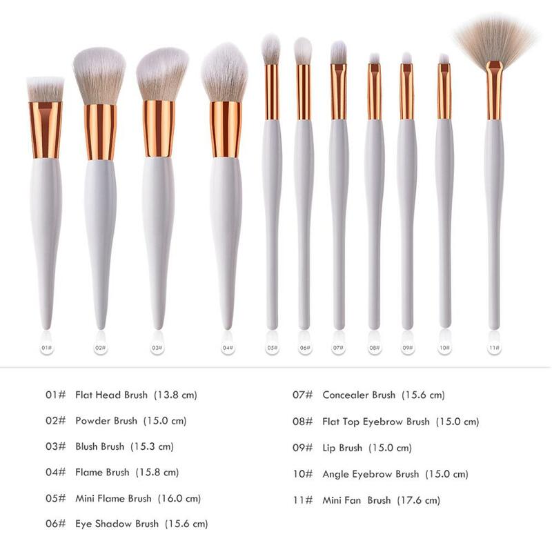 11 Pçs/set Professional Makeup Brushes Set Pó Blush Foundation Eyeshadow Compo Escovas Fã Conjuntos de Cosméticos