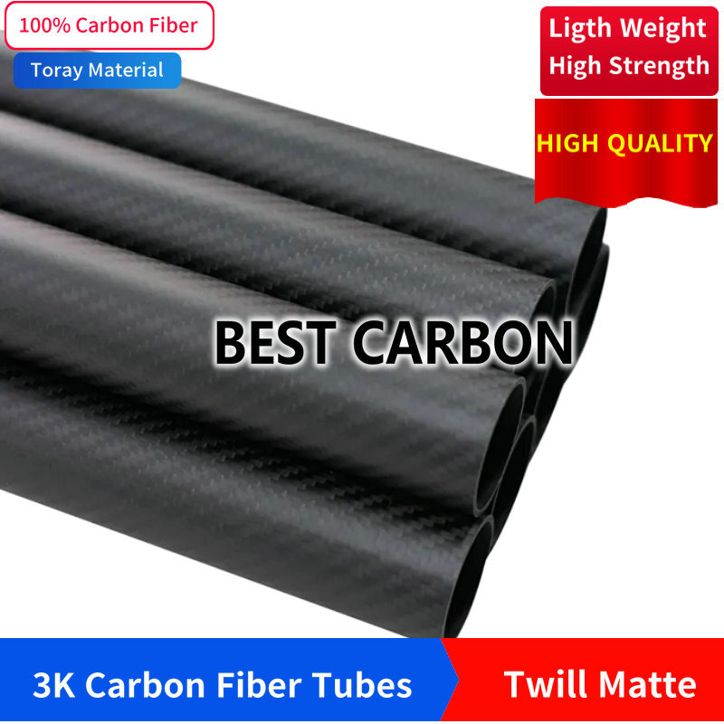 Free shiping 4 5 6 7 8 9 10 11 12mm with 500mm length High Quality Twill Matte 3K Carbon Fiber Fabric Wound Tube, CFK TUBE ROHRE