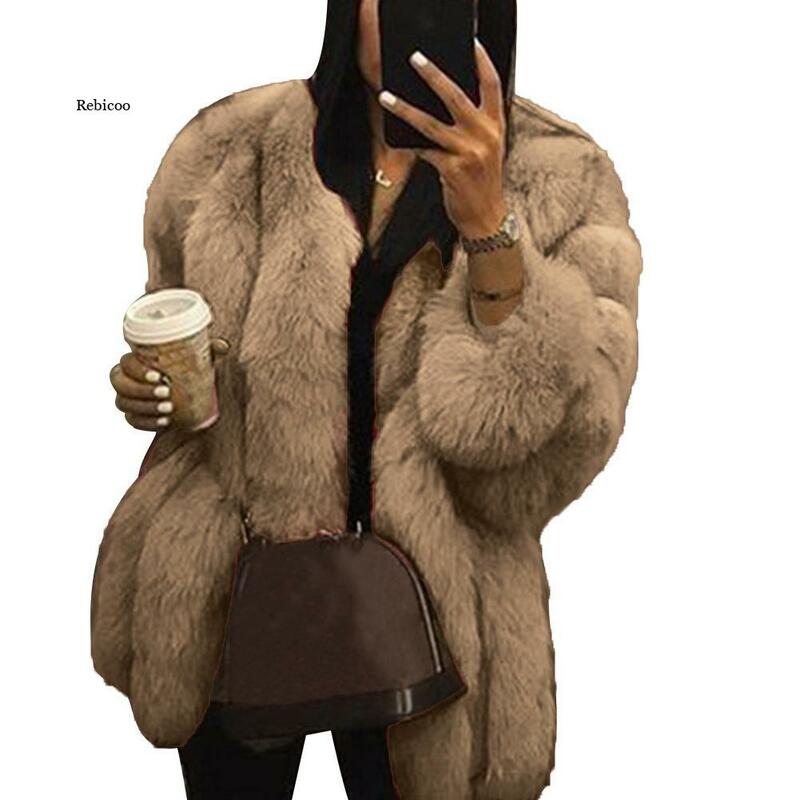 Mulheres casaco de pele do falso curto casaco de pele do falso quente peludo casaco outerwear outono inverno feminino outwear