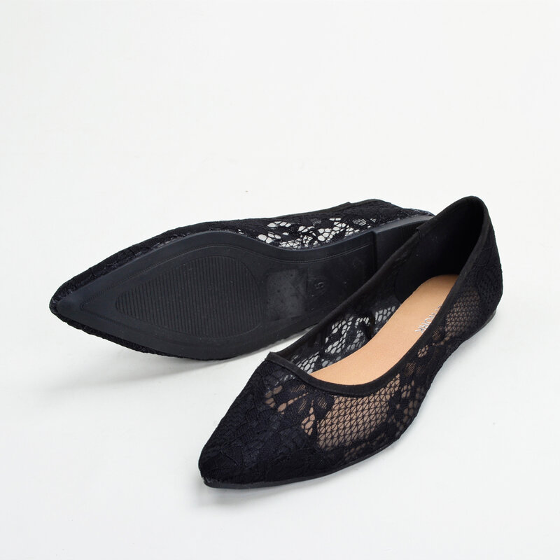 Sapatilhas femininas casuais vintage, calçados baixos confortáveis respiráveis e macios pretos de ponta fina para verão 2021