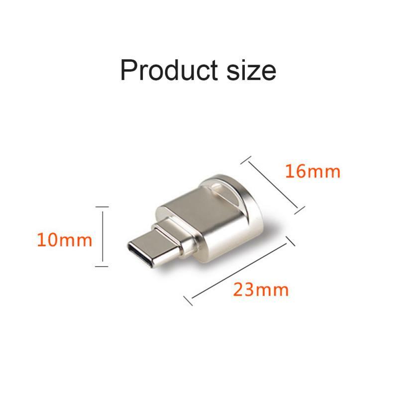Pembaca Kartu Memori Mini Tipe C Adaptor OTG Adaptor USB Pembaca Kartu Aluminium untuk Laptop Microsd Micro SD/TF