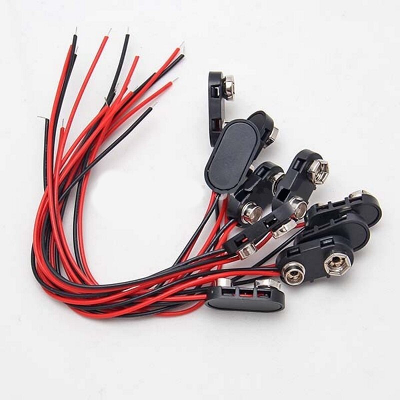 5/10/20/50Pcs T-type I-type 9V Battery Holder Snap Connector Clip with 6.5/10/15cm Cable Wire Lead Cord 6F22 Battery Plug Buckle