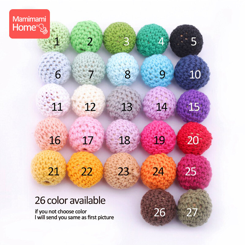 10 Buah Bayi Kayu Teether Crochet Beads 20Mm BPA Gratis Kayu DIY Pacifier Rantai Kalung Perawat Aksesori dan Hadiah Produk Bayi