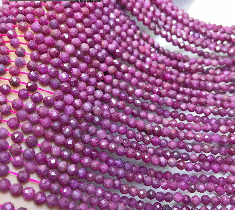 Ruby bulat segi merah 4mm 38cm untuk DIY membuat perhiasan FPPJ grosir manik-manik longgar batu permata alam