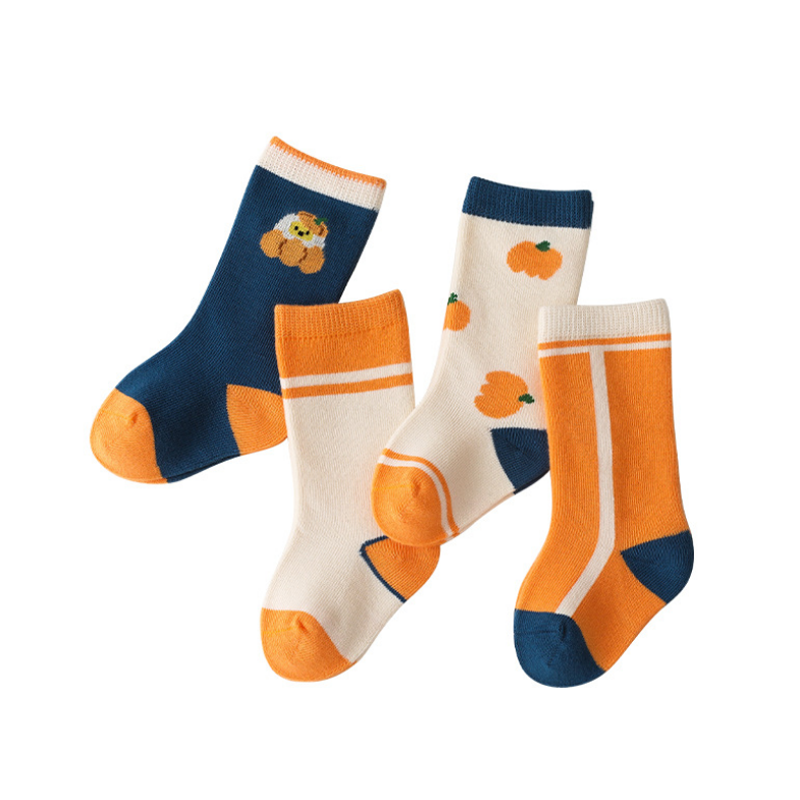 4Pair/lot new baby socks autumn and winter cartoon color matching children socks