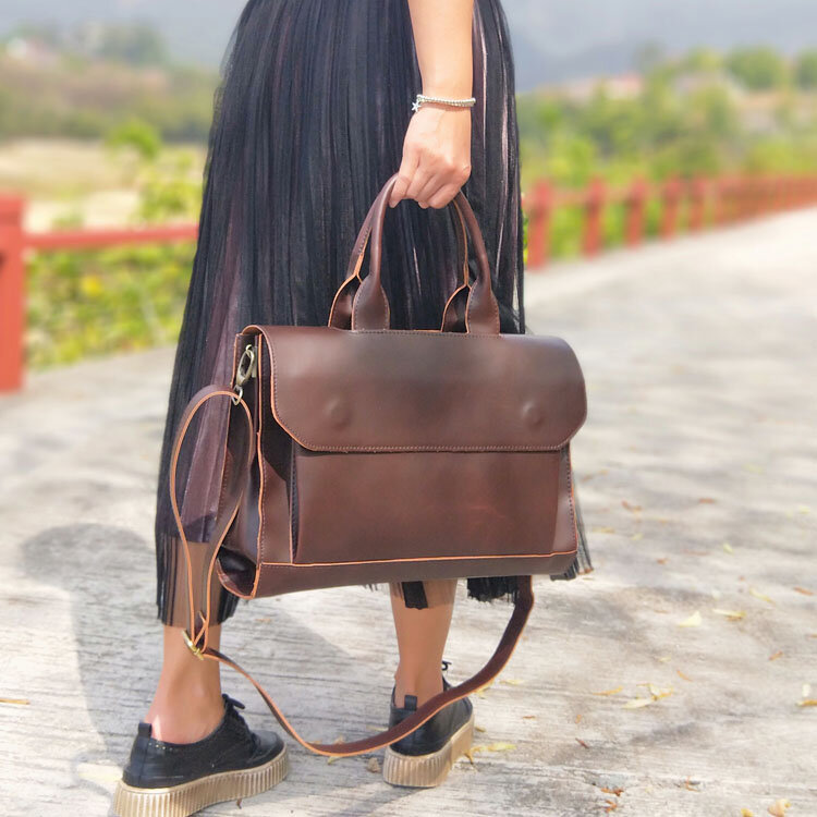 2021 New Women Handbags ladies business A4 file briefcase 14 inch laptop bag female leather shoulder messenger bag travel bags