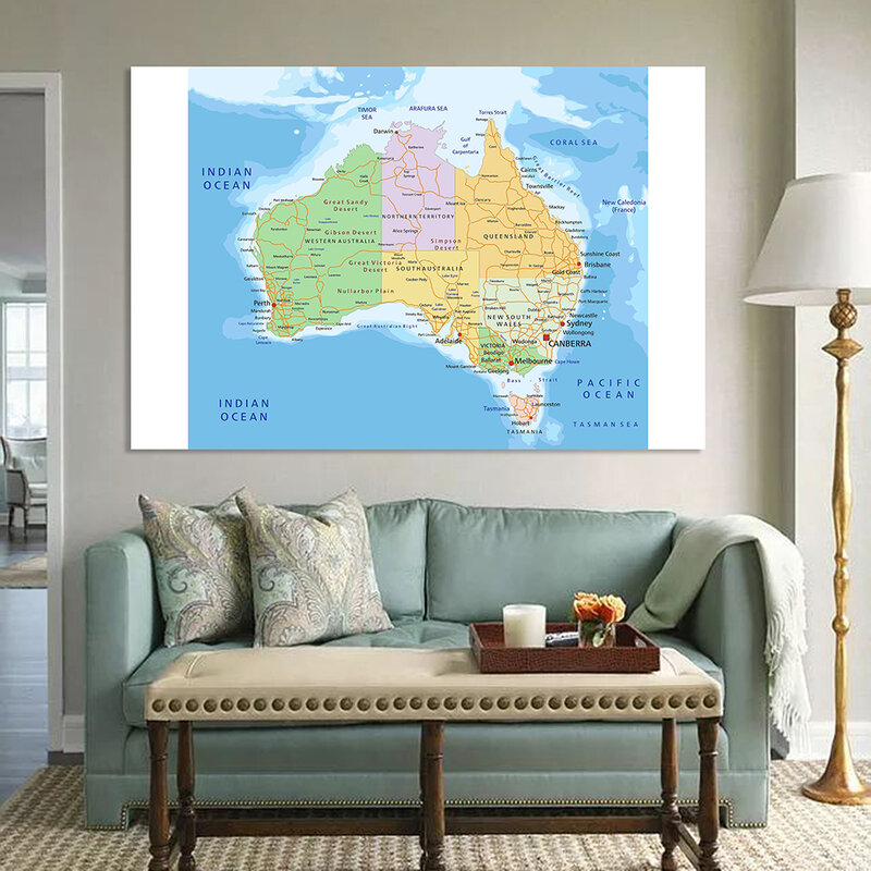 150*100cm mapa trasy politycznej i drogowej australii plakat na ścianę włóknina płótno obraz dekoracyjny do domu szkolne