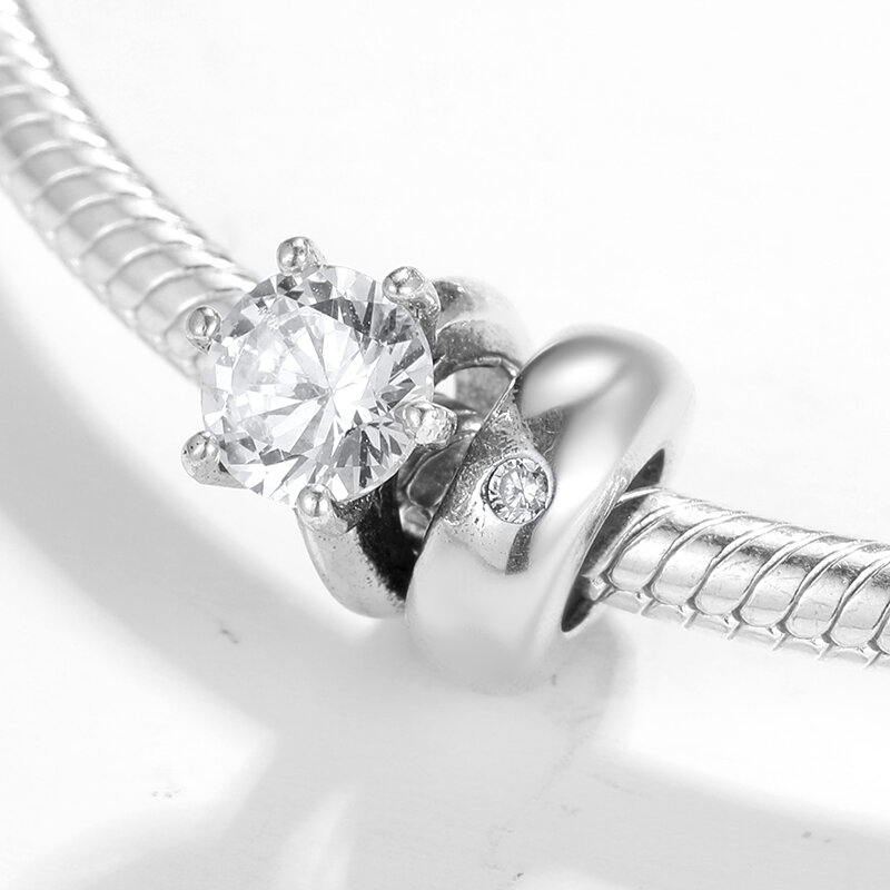Оригинальный Европейский Серебряный браслет, ювелирные изделия, бусины из стерлингового серебра 925 пробы, шармы CZ, обручальное кольцо, разделительные бусины для женщин