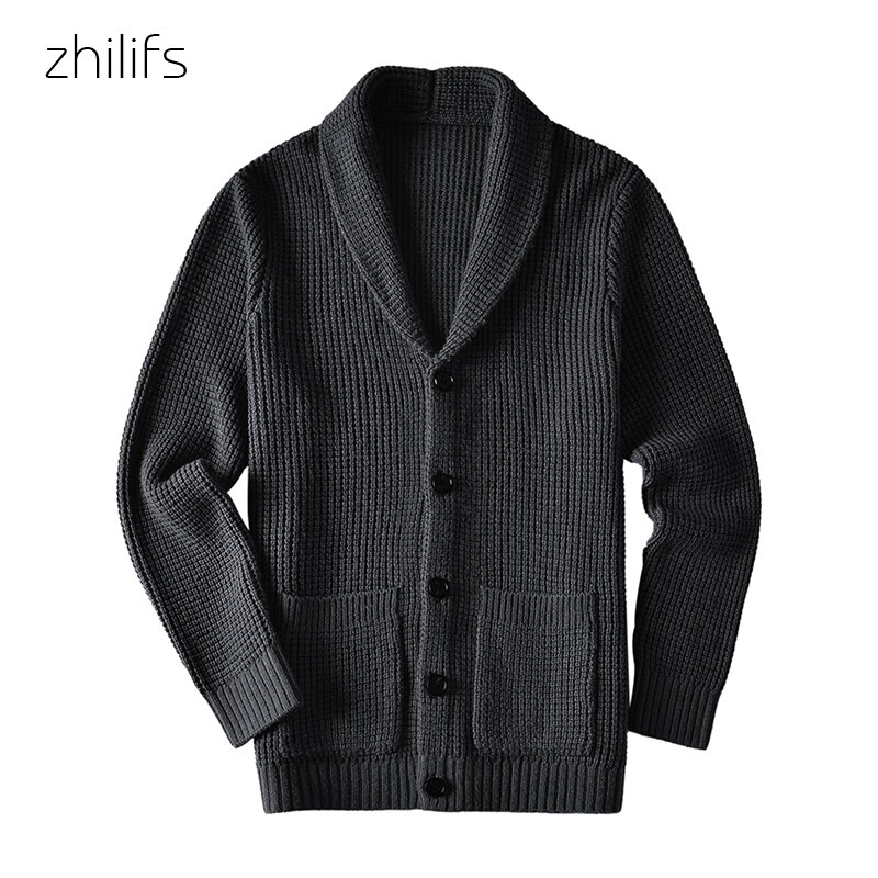 Suéter de marca de moda para hombre, abrigo de lana Extra gruesa, cárdigan grueso, ropa informal de estilo coreano, Otoño, 2021