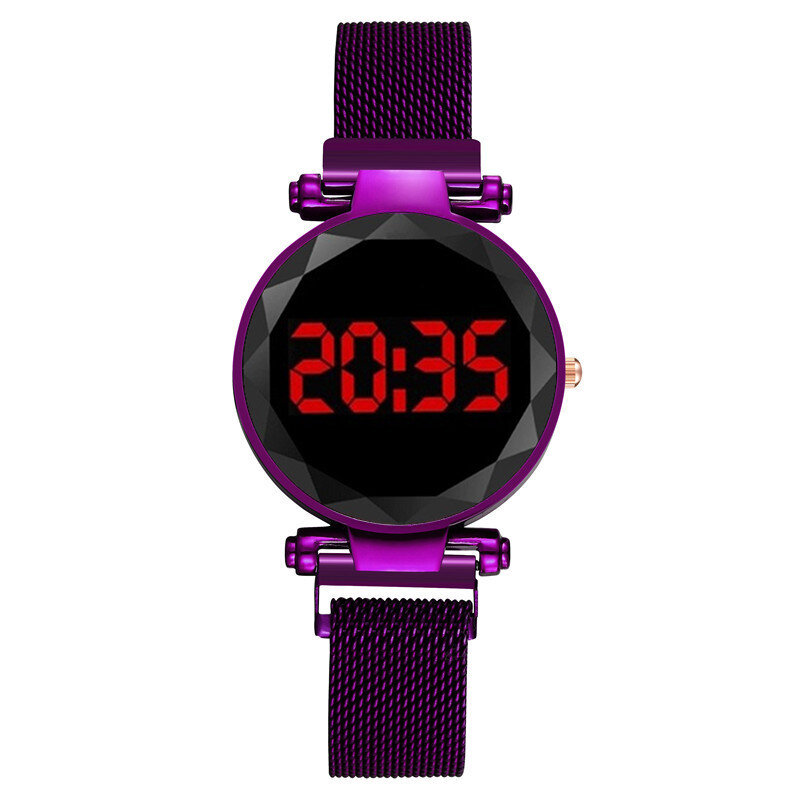 Часы наручные женские цифровые, модные светодиодные наручные часы с сенсорным экраном с магнитной застежкой, электронные