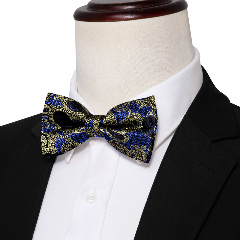 Barry. Wang Azul Gravata borboleta para Homens Paisley Cummerbund Cinto Compoteira Arco Gravatas de Lenço Abotoaduras para o Casamento YF-1025